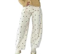 Barbotimer Women Polka Dot Jeans Y2K High Waisted Wide Leg Distressed Denim Pants Vintage Dots Print Boyfriend Jeans 90s Streetwear (Brown, L)