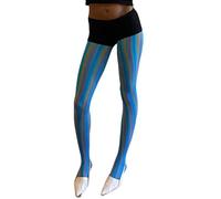 Barbotimer Women Sheer Tights Polka Dot Pantyhose Sockings Leggings Funky Colorful Tights Patterned Plaid Tights Y2K Streetwear (Striped Blue, ONE SIZE)