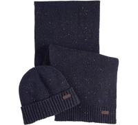 BARBOUR CARLTON FLECK BEANIE & SCARF GIFT SET NAVY