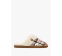BARBOUR Claudia Tartan Hessian Mule Slippers Colour: Beige Fabric, Siz