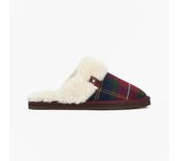BARBOUR Claudia Tartan Winterberry Mule Slippers Size: 5, Colour: Burg
