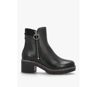 BARBOUR Dahlia Black Leather Block Heel Ankle Boots Colour: Black Leat