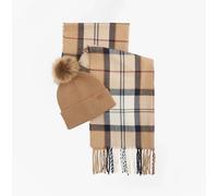 Barbour DOVER BEANIE & HAILES SCARF Gift Set Womens Hessian Tartan