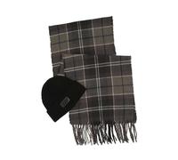 Barbour International Sweeper Beanie and Scarf Gift Box Set, Black, Plaid Pattern