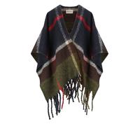 BARBOUR ISLA BOUCLE TARTAN GREEN BLUE CAPE One Size