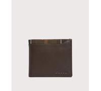 Barbour Mens Barbour Branded Tartan-Trim Leather Wallet Brown/Classic
