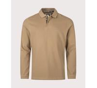 Barbour Lifestyle Mens Regular Fit Essential Long Sleeve Tartan Piqué Polo Shirt - Colour: SN31 Sandstone - Size: Large