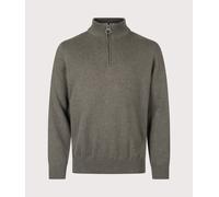 Barbour Lifestyle Mens Regular Fit Quarter Zip Cotton Knitted Jumper - Colour: OL91 Olive Marl - Size: Large