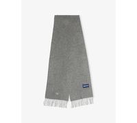 Barbour Mens Barbour Plain Logo-Embroidered Lambswool Scarf Light Grey Marl