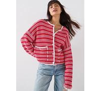 Barbour Polly Knitted Cardigan, Red, Size 8, Women Red