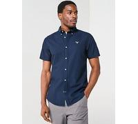 Barbour Short Sleeve Oxford Tailored Fit Shirt - Navy, Navy, Size M, Men Navy
