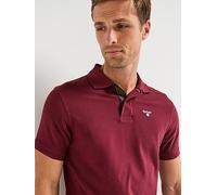 Barbour Tartan Pique Short Sleeve Polo Shirt- Dark Red, Dark Red, Size S, Men Dark Red
