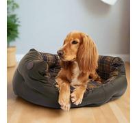 Barbour Wax/Cotton Tartan Dog Bed - Brown Check - Size: 24 inch - Pet Beds
