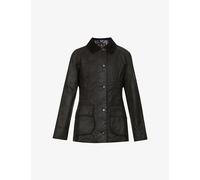Barbour Womens Barbour Beadnell Tartan-Lined Waxed-Cotton Jacket Black 12