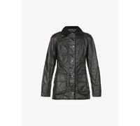 Barbour Womens Barbour Beadnell Tartan-Lined Waxed-Cotton Jacket Navy 12