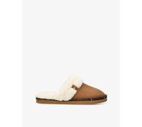 Barbour Womens Barbour Claudia Checked-Trim Faux-Suede Slippers Camel/Comb Eur 39 / 6 UK Women