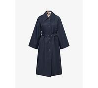 Barbour Womens Barbour Robyn Belted Cotton-Blend Trench Coat Dark Navy/Hessian Tartan 10