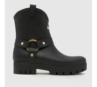Barbour Women's Elley Harness Wellington Boots in Black, Logo Detail, Rubber, Size: 6 UK 6 (EU 39)