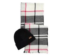 Barbour Pendle Beanie & Blair Scarf Womens Gift Set Colour: Hot Pink Monochrome, Size: One Size