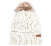 Barbour Women's Penshaw Cable Knit Beanie with Faux Fur Pom-Pom - White - Size: One Size