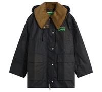 Barbour Women's x GANNI Hooded Wax Coat Navy/Classic Tartan