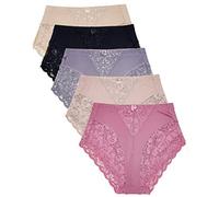 Barbra Lingerie 5 Pack Plus Size Underwear Women Light Control Briefs Panties, 5 Pack (Assorted Color), L