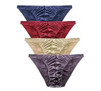 Barbra Lingerie Mens Satin Bikini Briefs Panties S to 3XL Silky Sexy Mens Underwear Multi Pack, 4 Pack-fire, 3XL Big