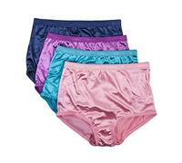Barbra Lingerie Satin Panties S to Plus Size Womens Underwear Full Coverage Brief Multi-Pack, 4 Pack- Grape, 3XL Plus