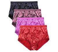 Barbra Lingerie Satin Panties S to Plus Size Womens Underwear Full Coverage Brief Multi-Pack, Cherry, 4XL Plus