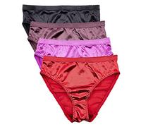 Barbra Womens Silky Sexy Satin Bikini Panties S - Plus Size Women Underwear Multi-Pack, 4 Pack- Cherry, M