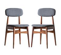 barcela dark wooden dining chairs with grey seat in a pair