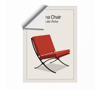 Barcelona Chair Modernist Mid-Century Unframed Wall Art Print A4 (29.7×21cm), Wall Decor for Living Room, Bedroom, Office & Home, Art Gift