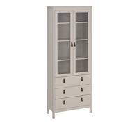 Barcelona China Cabinet 2 Glass Doors with 3 Drawers in Cashmere