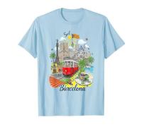 Barcelona City Spain Icons Colorful Cityscape Art Souvenir T-Shirt