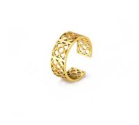 Barcelona Flower Square Ring Women Adjustable Stainless Steel Gold Color Aesthetic Rings Fashion Wedding Jewelry Gift