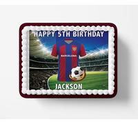 Barcelona Football Club Colours Personalised Edible Cake Topper Matching Cupcake Toppers Printed on Icing Sheets, Round, Square, Costco, Cupcake Toppers - Happy Birthday (2. COSTCO/Square/Rectangle)