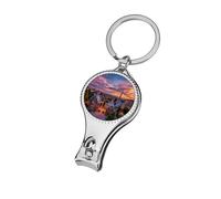 Barcelona from Park Guell Sunset Portable Metal Nail Clipper with Keychain Sharp Fingernail Clippers for Men Women