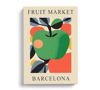 Barcelona Fruit Market Exhibition Apple Canvas Print | Gallery Wrapped 30mm Frame Wall Art | 30x20 inches | Ready to Hang | Modern Still Life Picture | Living Room Bedroom Lounge Office