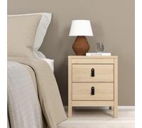 Barcelona Jackson Hickory Oak 2 Drawer Bedside Table