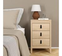 Barcelona Jackson Hickory Oak 3 Drawer Bedside Table