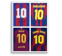 Barcelona Legends Lamine Yamal Lionel Messi Ronaldinho Diego Maradona Signed Photo Poster Print Picture Display Autograph Memorabilia for Football Fans Gift (A4 Poster Only)