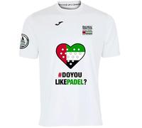 Barcelona Padel Tour - Joma Men's Short Sleeve Crew - Breathable Micro Mesh Fabric with Love Padel Heart and USA Flag - White XXL