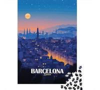 Barcelona, Spain at Night 1000 Piece Jigsaw Puzzle, Historic Square Architecture, Screen-Free Fun, Matte Printed Jigsaw, for Travel Lovers, 70x50cm/1000pcs