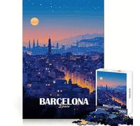 Barcelona, Spain at Night 1000 Pieces Puzzles for Teenagers Mental Exercise Light Recreation Snug Lock Unique Gift (38x26cm)