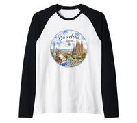 Barcelona Spain Basilica de la Segrada Familia Raglan Baseball Tee