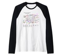 Barcelona Spain Bus Network - Souvenir Route Map Raglan Baseball Tee