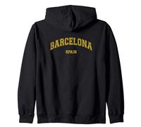 Barcelona Spain, Classic College font, vintage grunge Zip Hoodie