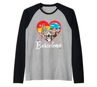 Barcelona Spain Raglan Baseball Tee