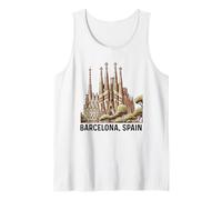 Barcelona Spain Souvenir España Sagrada Familia Skyline Tank Top