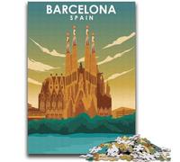 Barcelona Spain Travel Art Jigsaw Puzzles for Teenagers 2000 Piece, Family Activity with Matching Poster And Trivia Sheet for Age 14+ 2000pcs(70x100cm)